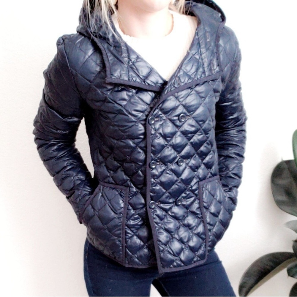 J Crew double breasted quilted puffer jacket